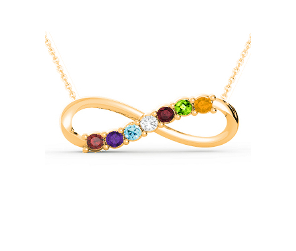 PENDENTIF FAMILIAL INFINI EN ARGENT OU EN OR SERTI DE PIERRES VÉRITABLES - BH FG104PY - BEVERLY HILLS