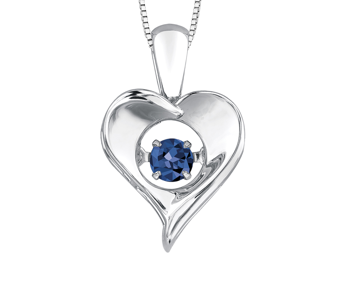 PENDENTIF COEUR EN ARGENT SERTI D'UNE PIERRE DE NAISSANCE DANSANTE - CR DX664SSA - BIJOUX CANADIEN