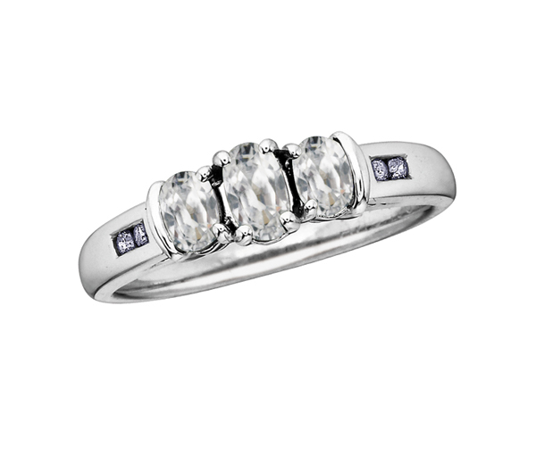 BAGUE EN OR BLANC SERTIE DE PIERRES DE NAISSANCES VARIÉES ET DE DIAMANTS - CR DX267WZ - BIJOUX CANADIEN