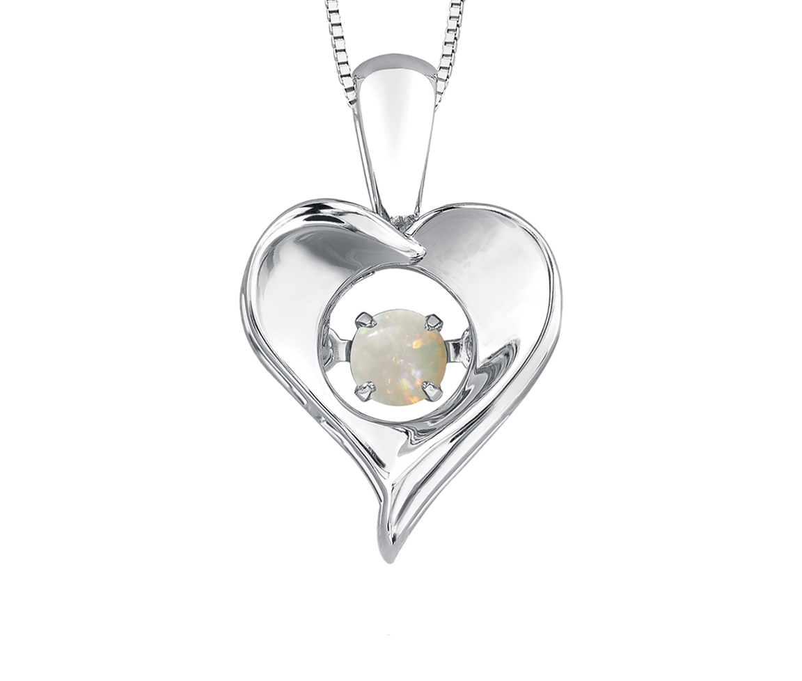 PENDENTIF COEUR EN ARGENT SERTI D'UNE PIERRE DE NAISSANCE DANSANTE - CR DX664SOP - BIJOUX CANADIEN