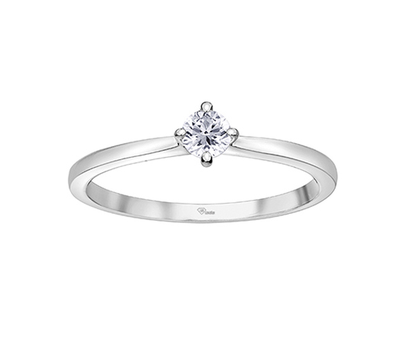 BAGUE EN OR 10K BLANC SERTIE D'UN DIAMANT CANADIEN - CR AM551W18 - DIAMANT CANADIEN