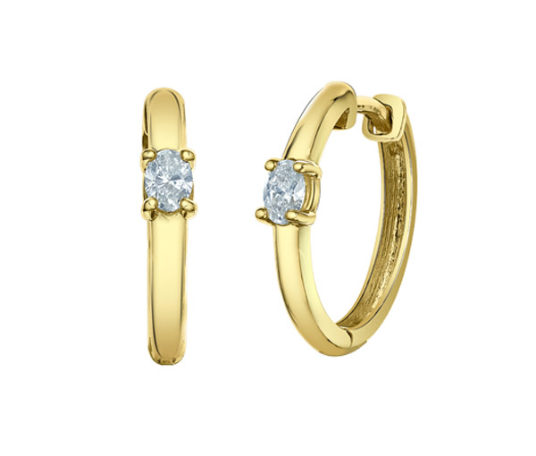BOUCLES HUGGIES EN OR JAUNE SERTIES DE DIAMANTS DE LABORATOIRE - CR 70047 - BIJOUX CANADIEN