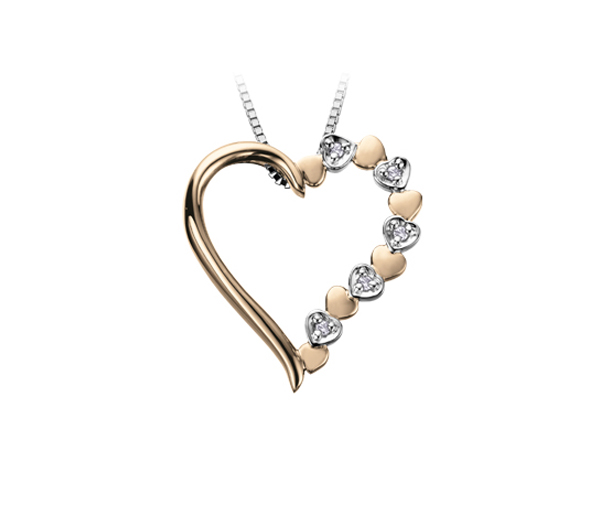PENDENTIF COEUR EN OR 2 TONS SERTI DE DIAMANTS - CR DD2310Y - BIJOUX CANADIEN
