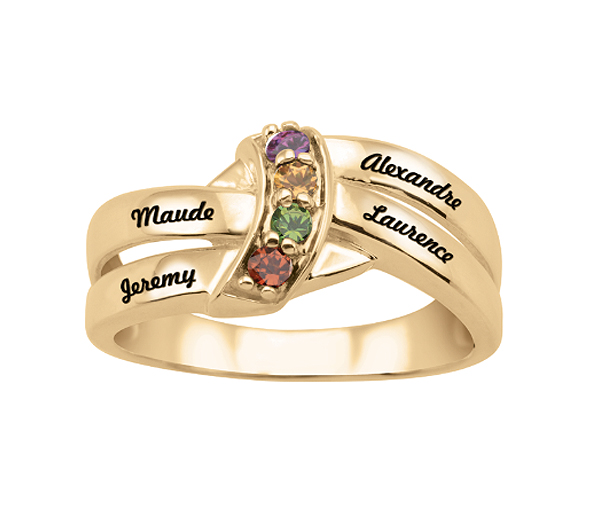 BAGUE FAMILIALE EN ARGENT OU EN OR SERTIE DE 2 À 4 PIERRES - PG 40474Y - PERSONALIZED GEM