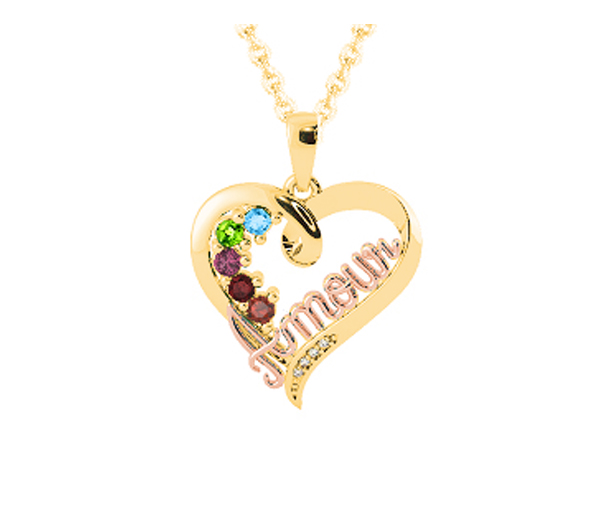 PENDENTIF FAMILIAL EN ARGENT ET EN OR SERTI DE PIERRES VÉRITABLES - BH FG140PYR - BEVERLY HILLS