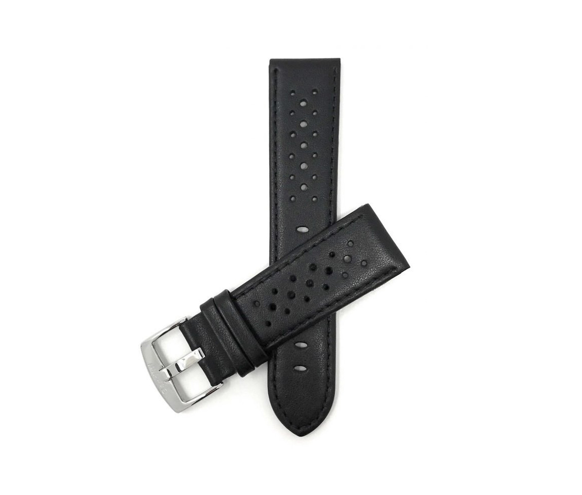 BRACELET DE MONTRE EN CUIR STYLE RACER (PERFORÉ) AVEC SURPIQÛRES