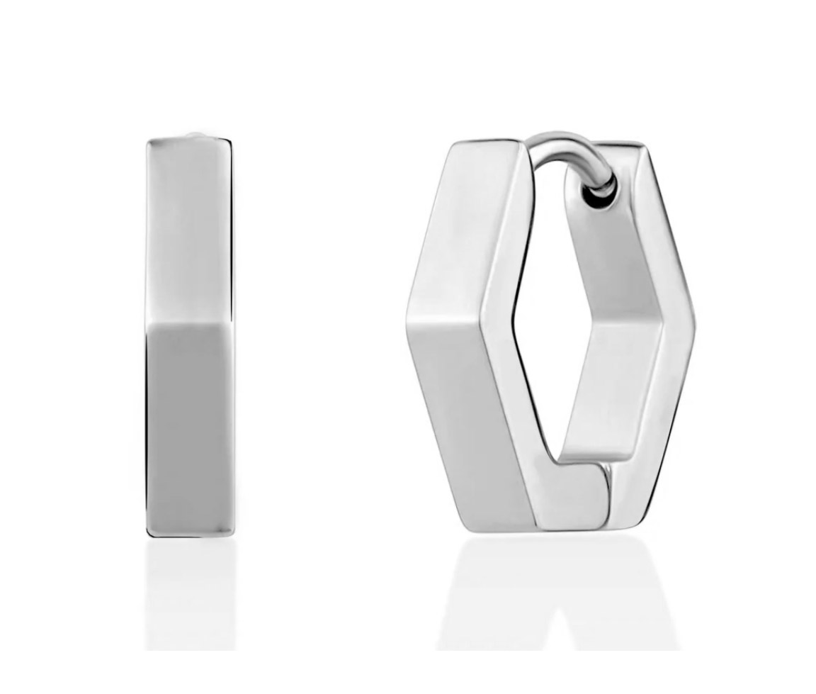BOUCLES HUGGIES EN ACIER DE FORME HEXAGONE - AZ SSE181W - AREZZO