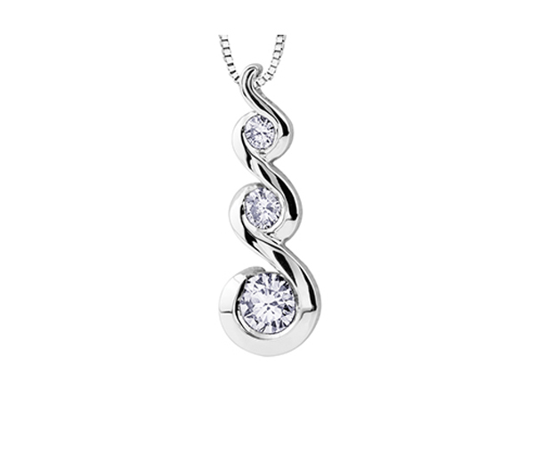 PERNDENTIF EN OR BLANC SERTI DE 3 DIAMANTS CANADIENS - CR ML234W25 - DIAMANT CANADIEN