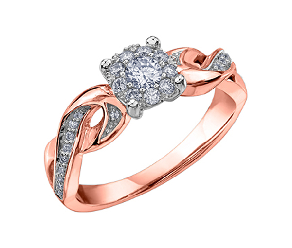 BAGUE EN OR 10K SERTIE DE DIAMANTS - CR DD3029R - BIJOUX CANADIEN