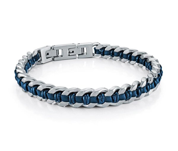 BRACELET EN ACIER ET CUIR TRESSÉ - IG SMB626/BL - ITALGEM