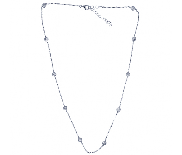 COLLIER EN ARGENT RHODIÉ OU ARGENT/PVD OR À MAILLE ROLO SERTI DE CUBIQUES ZIRCONIAS - SJ COLCZW - BIJOUTERIE SUISSE INC.