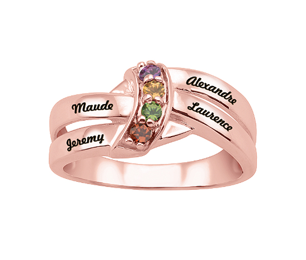 BAGUE FAMILIALE EN ARGENT OU EN OR SERTIE DE 2 À 4 PIERRES - PG 40474R - PERSONALIZED GEM