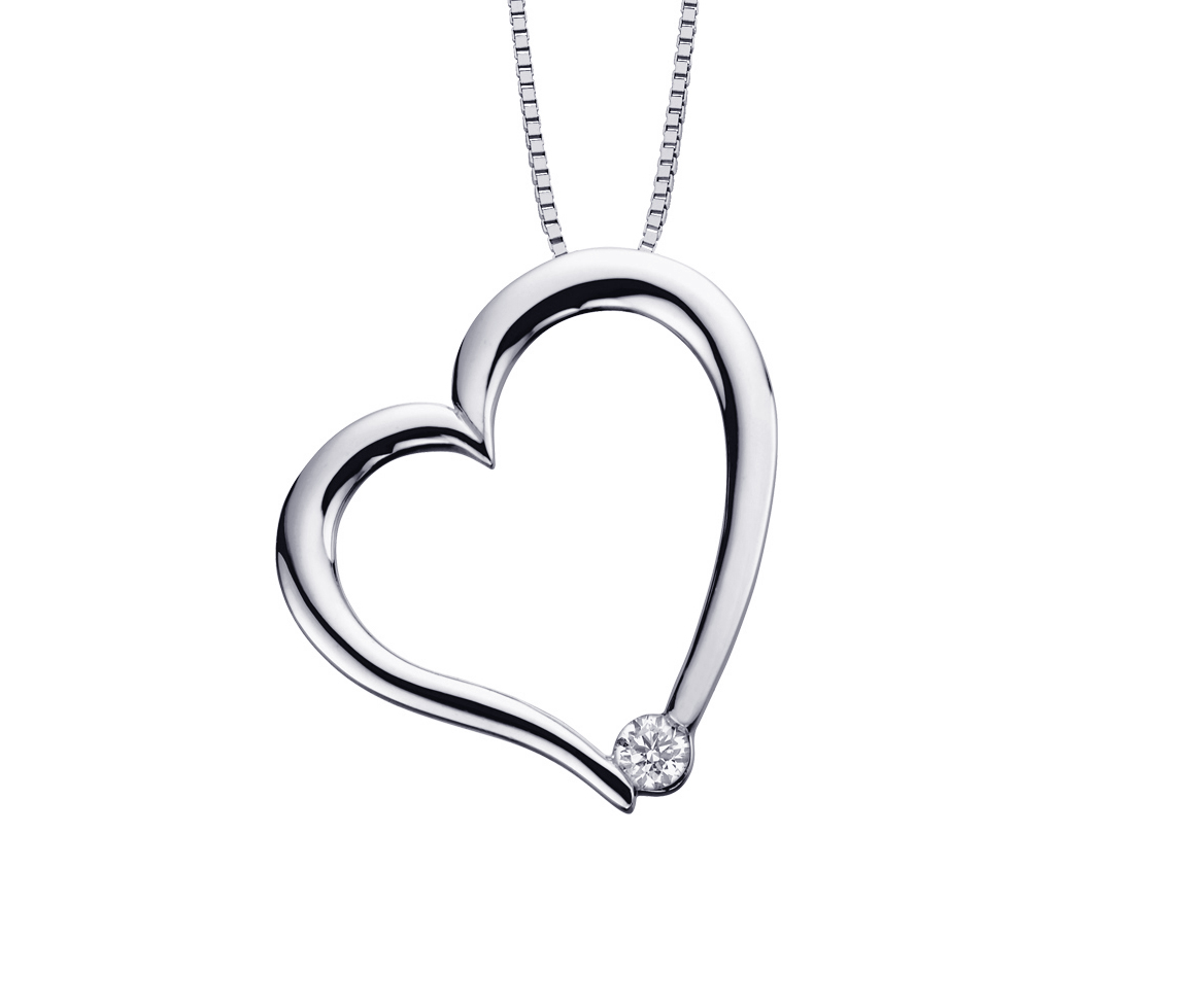 PENDENTIF COEUR EN OR 10K SERTI D'UN DIAMANT CANADIEN - CR AM126W - DIAMANT CANADIEN