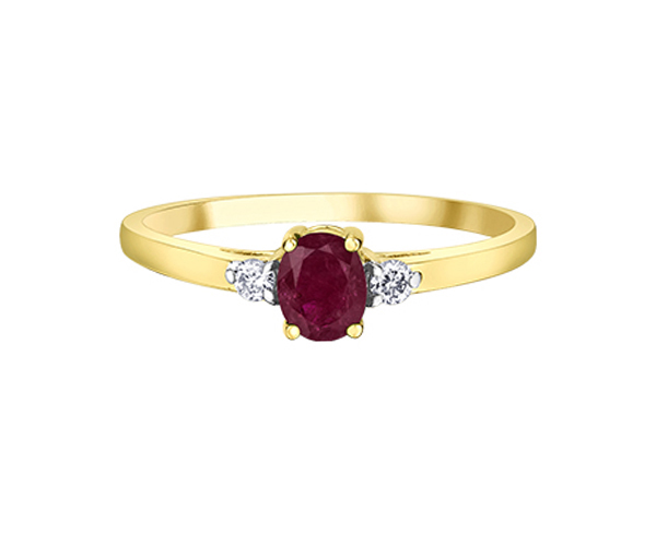 BAGUE EN OR JAUNE SERTIE D'UN RUBIS, SAPHIR OU ÉMERAUDE ET DE DIAMANTS - CR DD7898YRU - BIJOUX CANADIEN