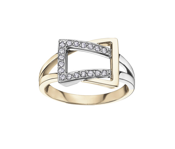 BAGUE EN OR 10K 2 TONS SERTIE DE DIAMANTS - CR DD2237Y - BIJOUX CANADIEN