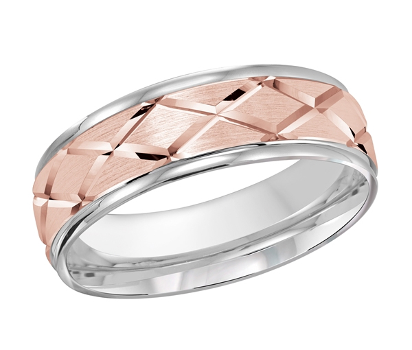 JONC EN OR 10K AVEC TAILLE DIAMANT À MOTIF EN X - ML FT111/6WP1 - MALO 