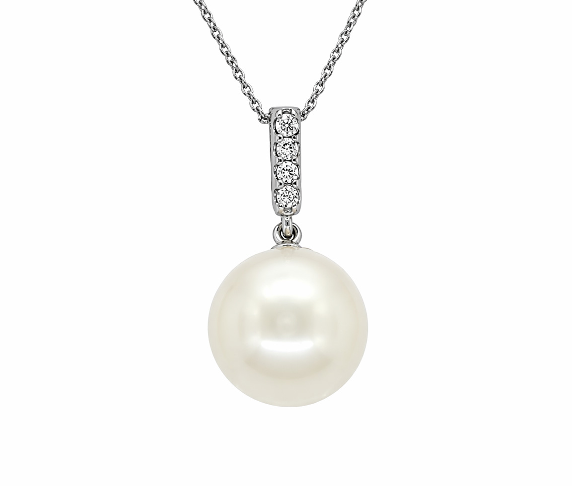 PENDENTIF PERLE DE CULTURE ET DIAMANTS - BR 090410827WP - Bijoux d'importation