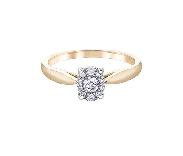 BAGUE EN OR 10K 2 TONS SERTIE DE DIAMANTS - CR DX855YW - BIJOUX CANADIEN