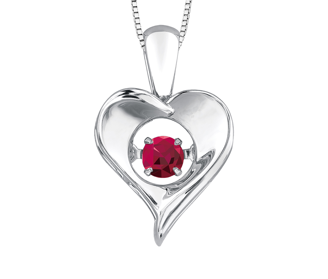 PENDENTIF COEUR EN ARGENT SERTI D'UNE PIERRE DE NAISSANCE DANSANTE - CR DX664SRU - BIJOUX CANADIEN