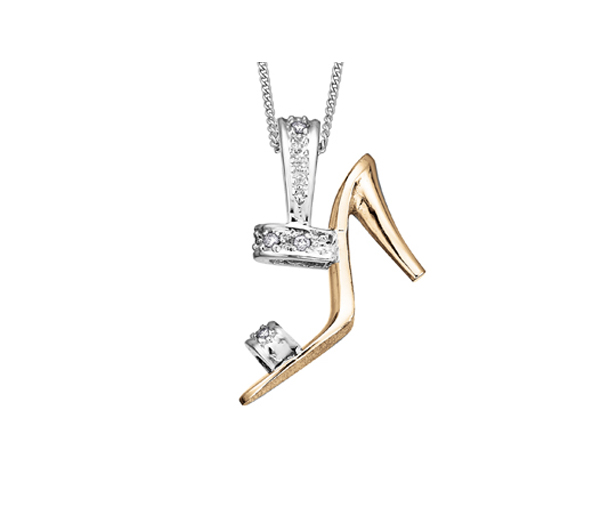 PENDENTIF ESCARPIN EN OR 2 TONS SERTI DE DIAMANTS - CR DD2448Y - BIJOUX CANADIEN