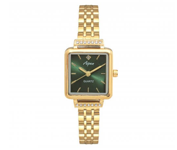 MONTRE ASPEN CARRÉ EN ACIER/PVD OR SERTIE DE CUBIQUES ZIRCONIAS - BA AP3178/10 - ASPEN