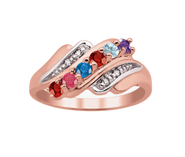 BAGUE FAMILIALE EN ARGENT OU EN OR SERTIES DE 3 À 7 PIERRES - PG 20033R/14 - PERSONALIZED GEM