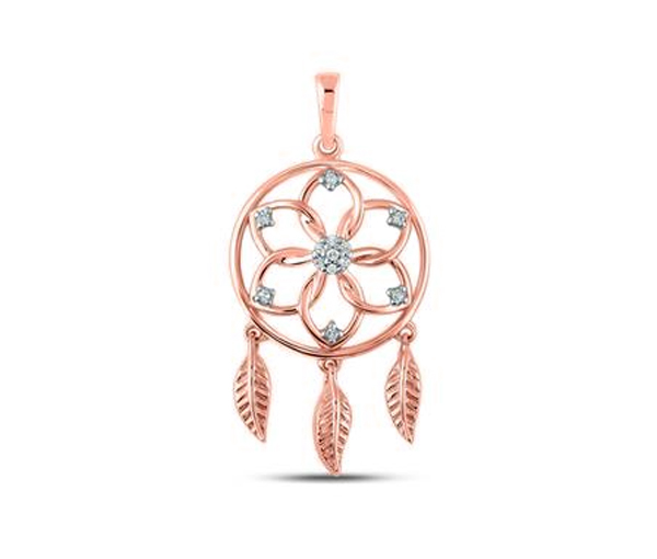 PENDENTIF CAPTEUR DE RÊVE EN OR SERTI DE DIAMANTS - GD PQ207460R - BIJOUX D'IMPORTATION