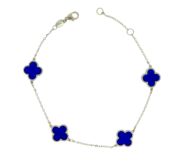 BRACELET TRÈFLES EN OR JAUNE SERTI DE LAPIS, DE NACRE OU D'ONYX - CB TREBRALA10 - CBE
