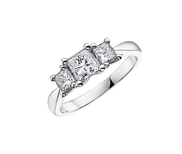 BAGUE EN OR BLANC SERTIE DE DIAMANTS PRINCESSES - CR DX454W50 - BIJOUX CANADIEN