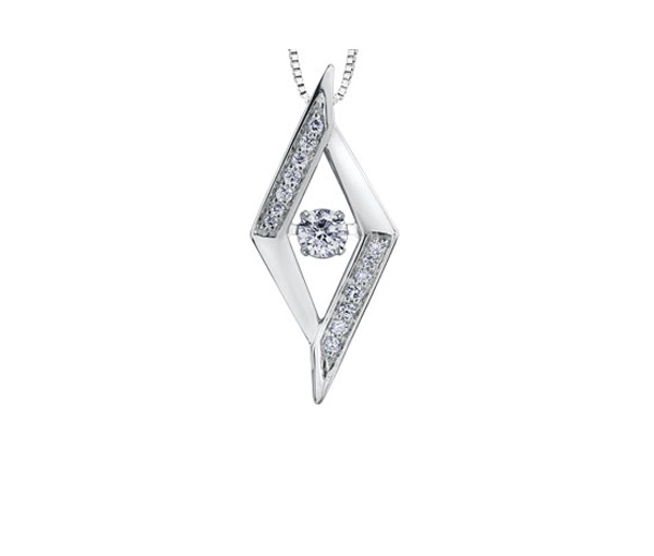 PENDENTIF EN OR SERTI D'UN DIAMANT DANSANT ET DE DIAMANTS - CR P3229W - BIJOUX CANADIEN