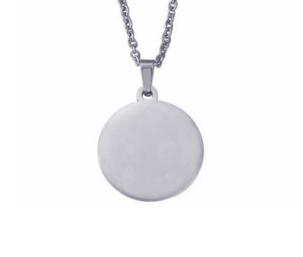 PENDENTIF PLAQUE RONDE EN ACIER GRAVABLE - SJ PLAROW - BIJOUTERIE SUISSE INC.