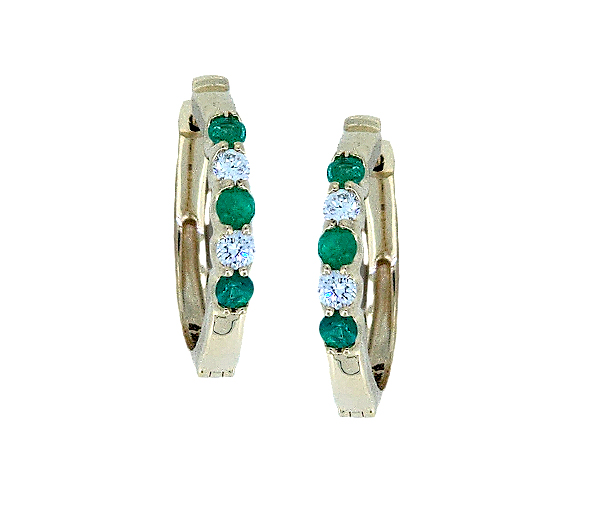 BOUCLES HUGGIES EN OR SERTIES DE DIAMANTS DE LABORATOIRE ET DE PIERRES DE COULEURS DE LABORATOIRE - BH LGG102EYE - BEVERLY HILLS