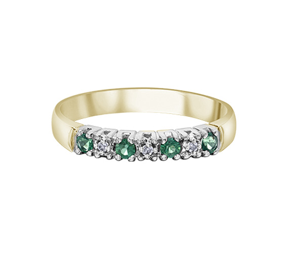 JONC SEMI-ÉTERNITÉ EN OR BLANC SERTI DE RUBIS, SAPHIRS OU ÉMERAUDES ET DE DIAMANTS - CR DX921YEM - BIJOUX CANADIEN