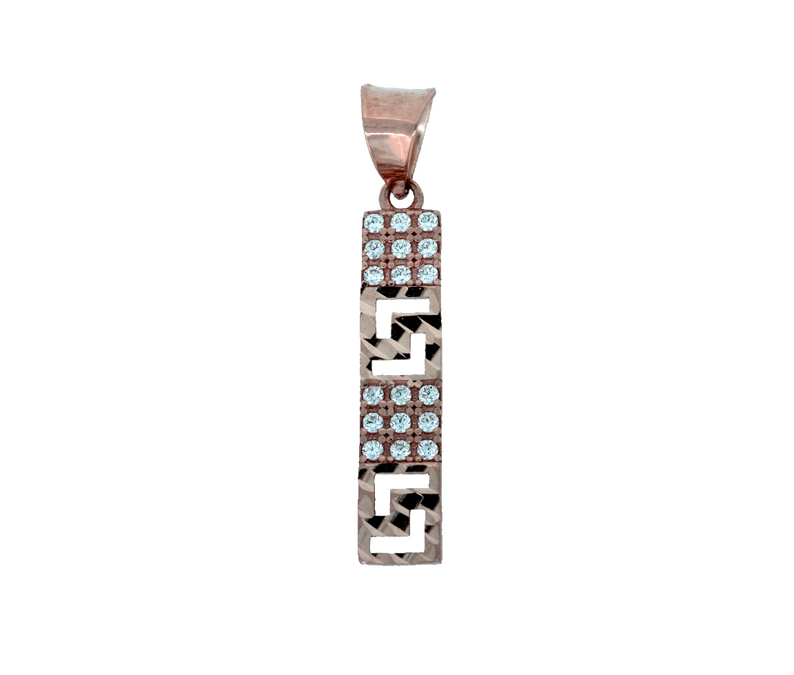 PENDENTIF À MOTIF VERSACE EN OR 10K TAILLE DIAMANT SERTI DE CUBIQUES ZIRCONIAS - MB PENVER01R - BIJOUX D'IMPORTATION