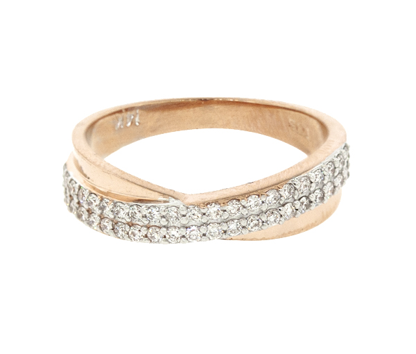 JONC EN OR 14K SERTI DE DIAMANTS - S LR0809R5 - BIJOUX D'IMPORTATION