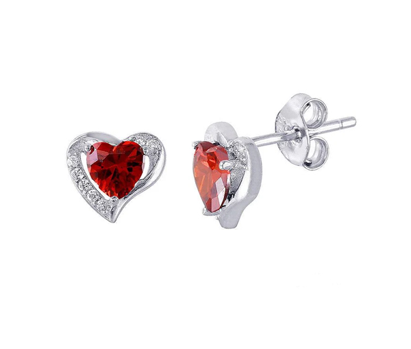 BOUCLES EN FORME DE COEUR SERTIES DE CUBIQUES ZIRCONIAS AUX COULEURS DE PIERRES DE NAISSANCES - SP STE01028/01 - BIJOUX D'IMPORTATION