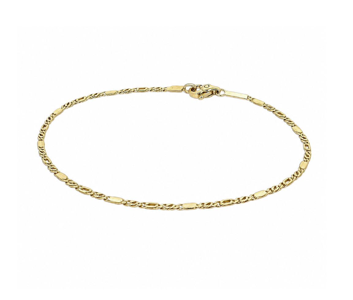 BRACELET À MAILLE FIGARO/PLAQUE - MB FIGPL1.7Y07 - BIJOUX D'IMPORTATION