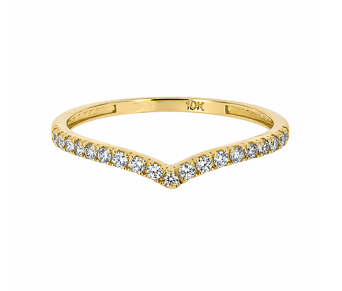 JONC SEMI-ÉTERNITÉ MOTIF V EN OR - S JDSETER03Y - BIJOUX D'IMPORTATION