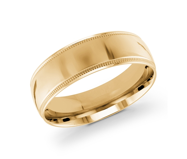 JONC EN OR 7MM DE LARGEUR AVEC MOTIF MILGRAIN SUR LES CÔTÉS - ML J102/7YL10 - MALO 