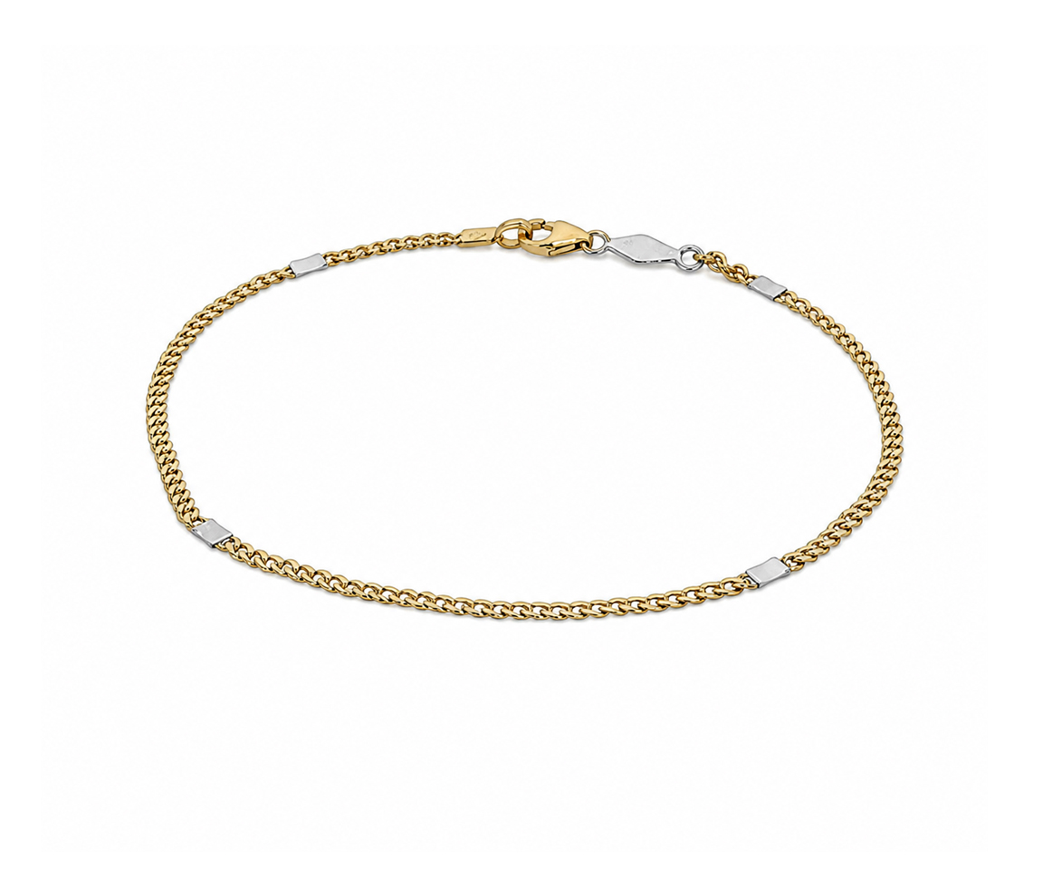 BRACELET À MAILLE GOURMETTE/PLAQUE - MB GOPL182T7 - BIJOUX D'IMPORTATION