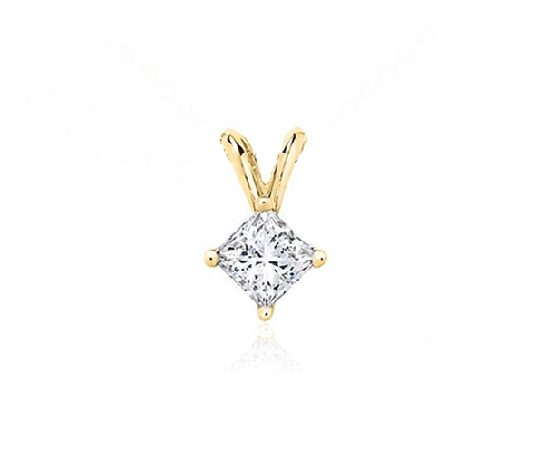 PENDENTIF SOLITAIRE EN OR JAUNE OU BLANC SERTI D'UN CUBIQUE ZIRCONIA PRINCESSE - MB PCZP10Y - BIJOUX D'IMPORTATION