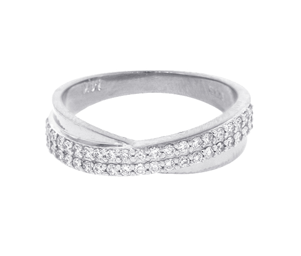 JONC EN OR 14K SERTI DE DIAMANTS - S LR0809W6.5 - BIJOUX D'IMPORTATION