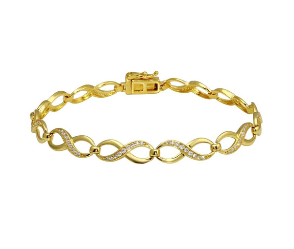 BRACELET SIGNE INFINI EN ARGENT RHODIÉ SERTI DE CUBIQUES ZIRCONIAS - SP GMB00104GP - BIJOUX D'IMPORTATION
