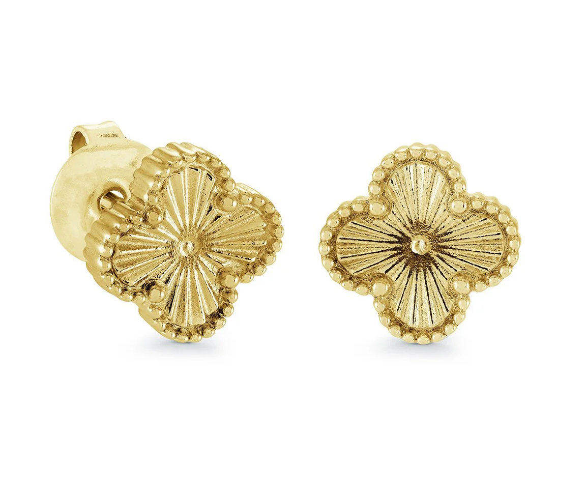 BOUCLES TRÈFLES FIXES EN ACIER OU ACIER/PVD OR - IG SEA480GO - VELORIA