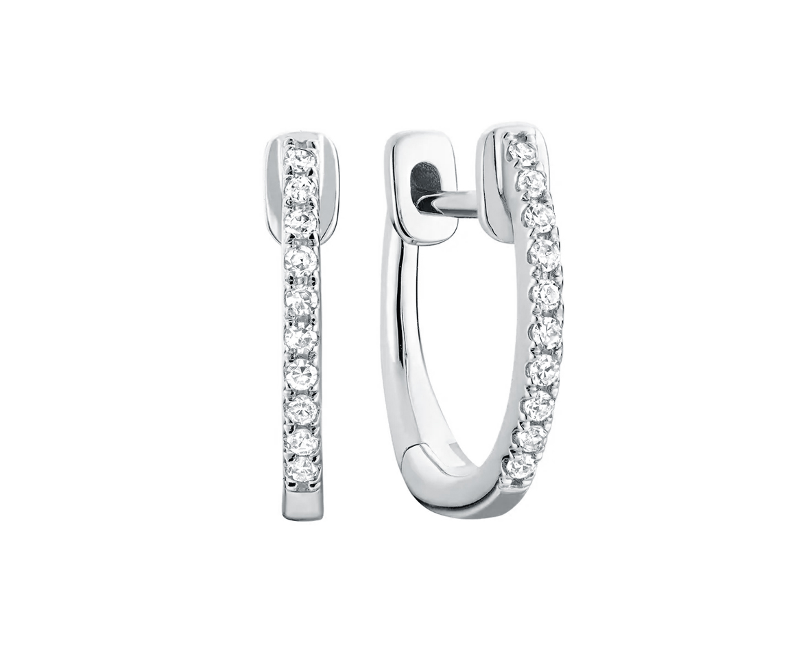 JOLIES BOUCLES HUGGIES EN OR 10K SERTIES DE DIAMANTS - BR 130410081W - Bijoux d'importation
