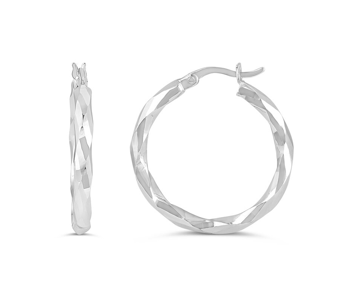 BOUCLES ANNEAUX TAILLE DIAMANT EN OR 10K BLANC - SY 1005E - BIJOUX D'IMPORTATION