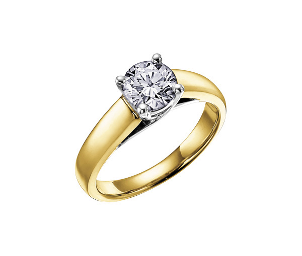 BAGUE EN OR 2 TONS SERTIE D'UN DIAMANT CANADIEN - CR DX413/25 - BIJOUX CANADIEN