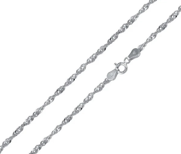 CHAINE EN ARGENT RHODIÉ À MAILLE SINGAPOUR - SP CH140RH/16 - BIJOUX D'IMPORTATION