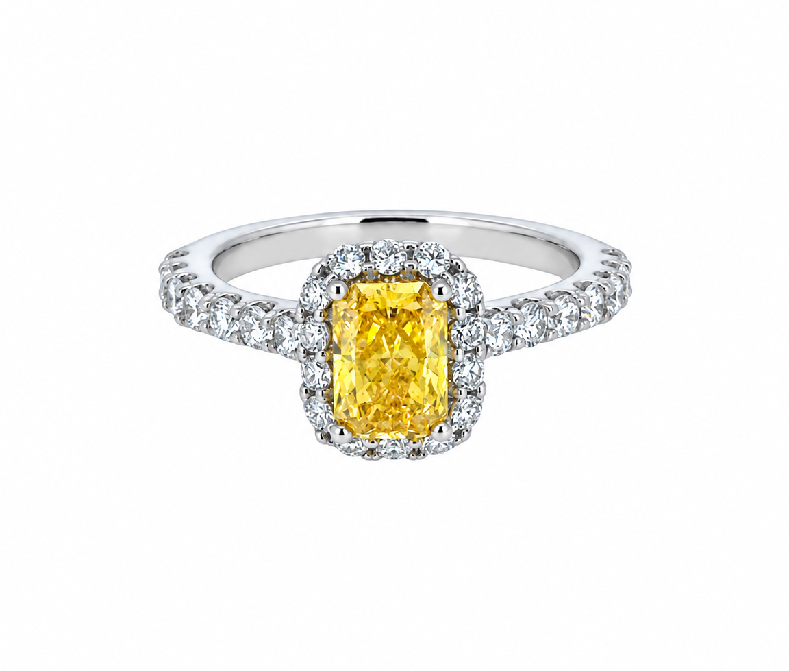 BAGUE À DIAMANT DE LABORATOIRE CANARI ET BLANC - ST 122804W177 - BIJOUX IMPORTATION