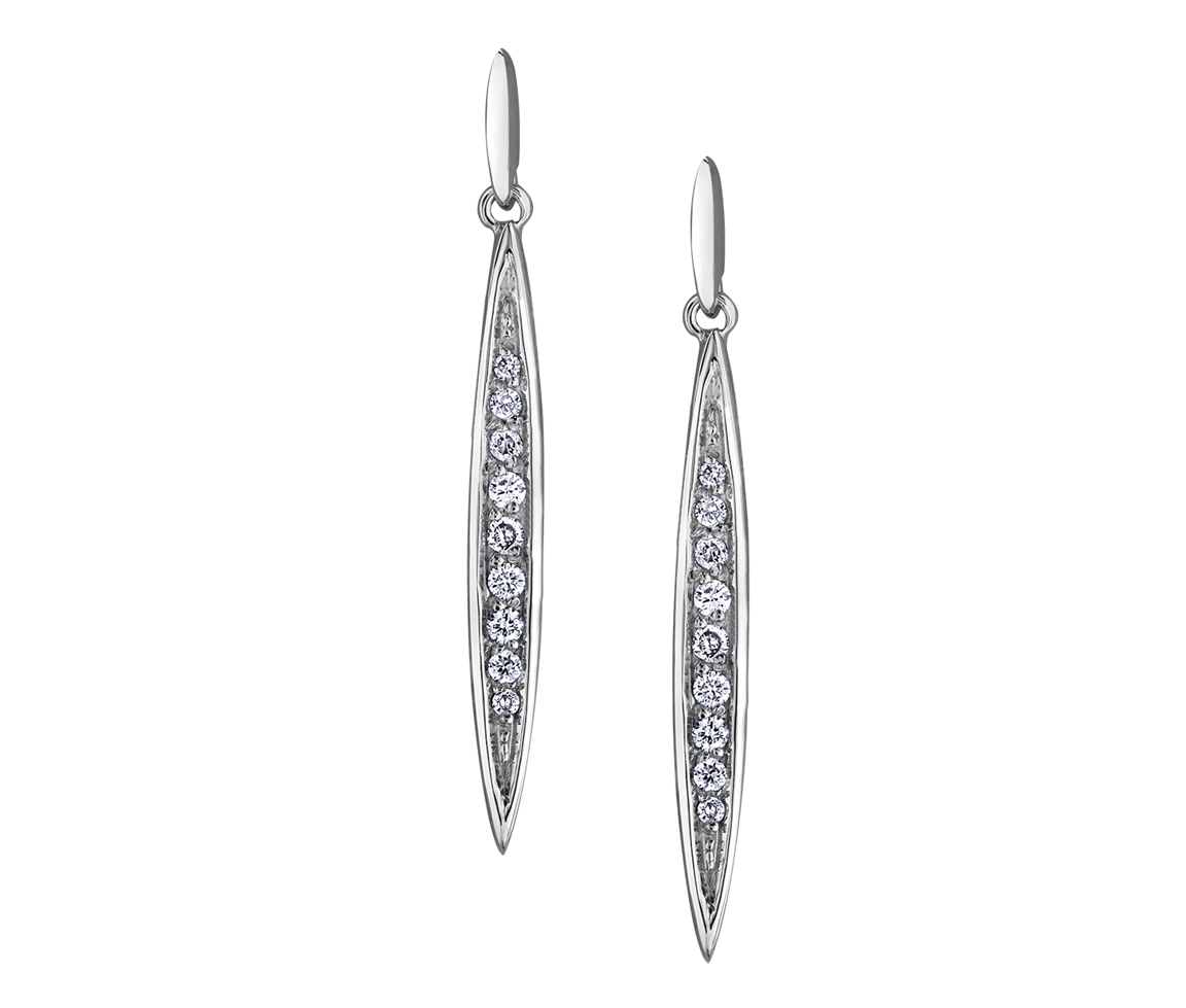BOUCLES EN OR BLANC SERTI DE DIAMANTS - CR DD8116 - BIJOUX CANADIEN